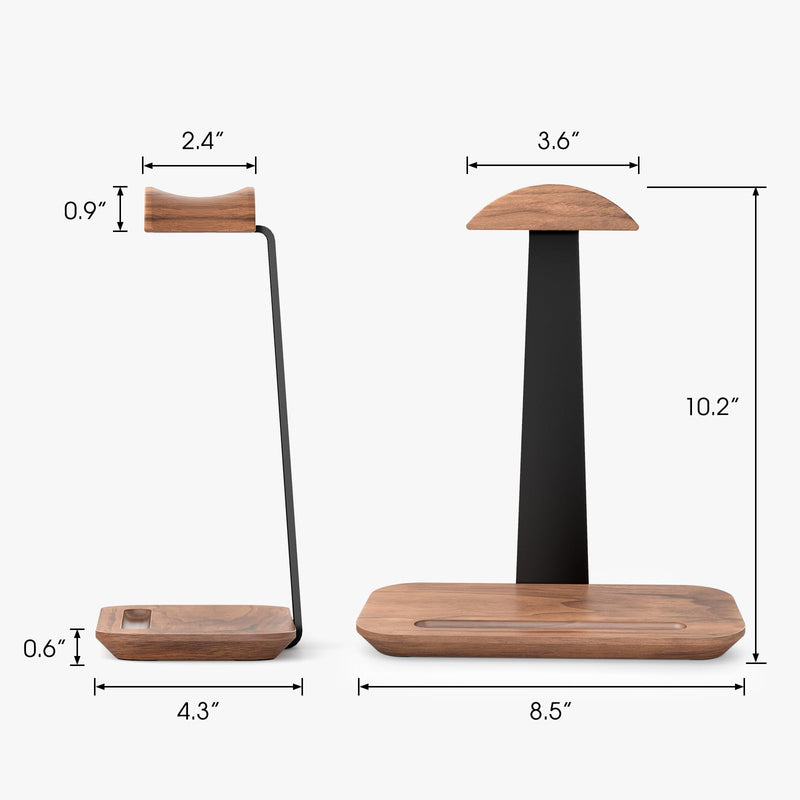UPERGO Vertical Laptop Stand, Walnut Headphone Stand for Desk