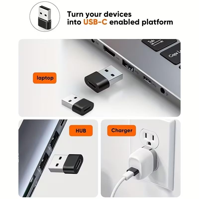 8pcs USB to USB C Adapter OTG USB Type C Female to USB Adapter Converter Connector for Laptop Car Smartphone Headphone Mic PC (8pcs) 8pcs