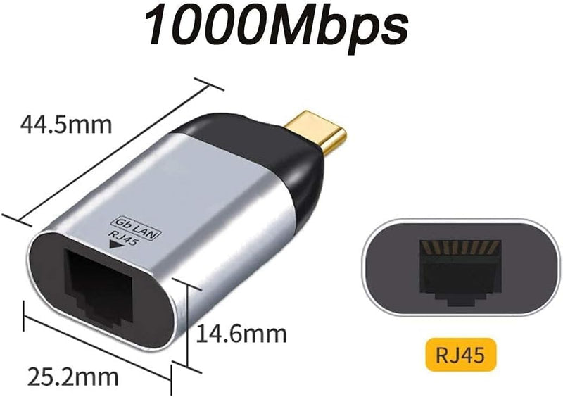 USB-C Type-C USB3.1 to 1000Mbps Gigabit Ethernet Network LAN Adapter for Laptop USB-C Male to RJ45 Female 1GbE