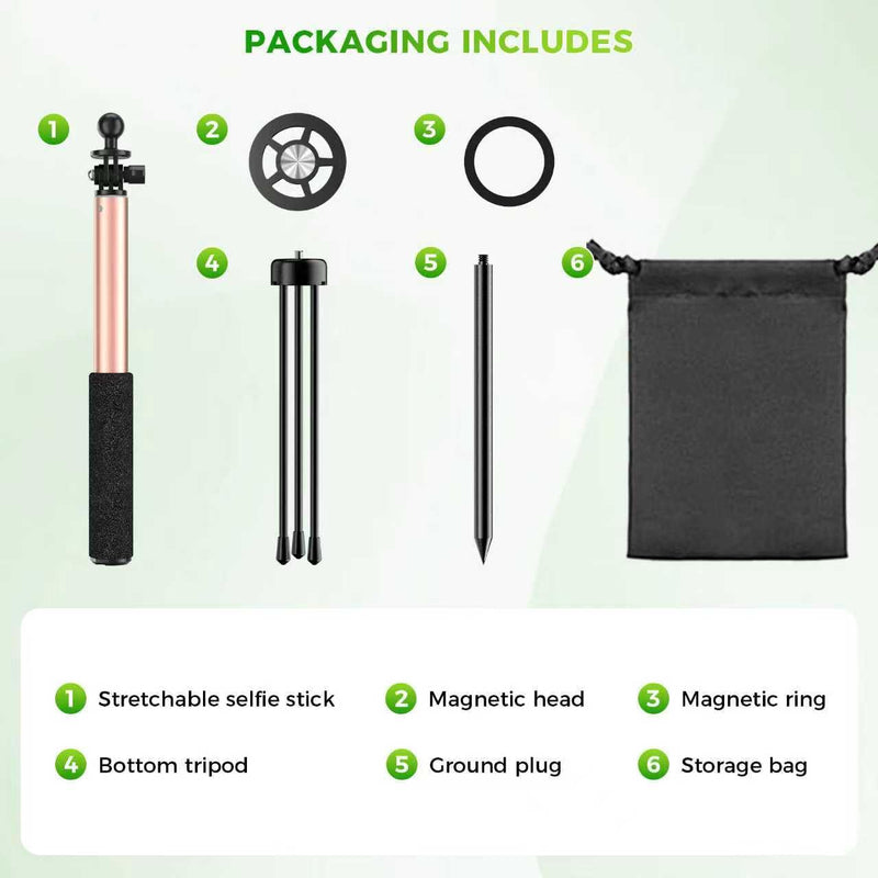 Golf Selfie Stick with Ground Spike & Tripod, Magnetic Mount | Golf Selfie Stick with Spike & Tripod, Magnetic Mount, 360° Swivel | Adjustable 11.4-47 in Pole for Swing Recording & Travel