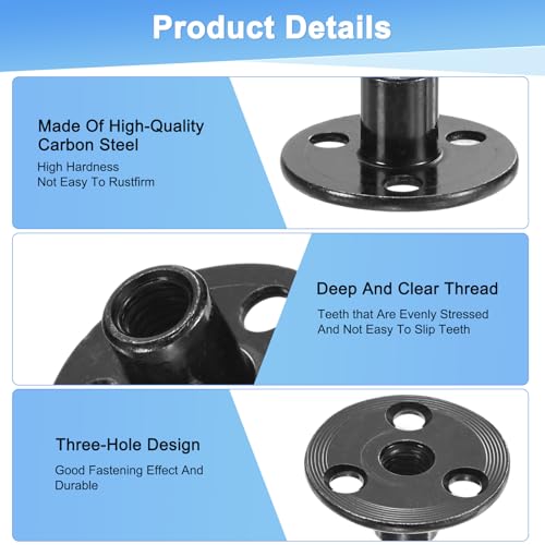  [AUSTRALIA] - M METERXITY 10-Pack M8x17mm T-Nuts Zinc Plated Carbon Steel Tee Nut 3-Hole Round Base Weld Nuts Through Hole Furniture Hardware Flange Insert Female Thread Black