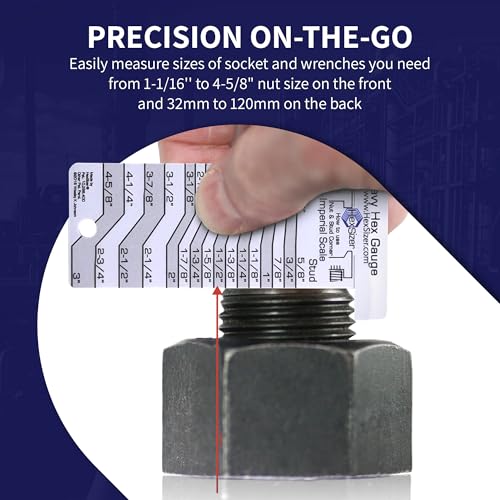 HexSizer 10-Pack Heavy Hex Gauge, Nut & Bolt Sizer Set - Gray on White