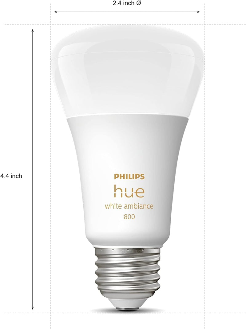 Philips Hue Smart 60W A19 LED Bulb - White Ambiance Warm-to-Cool White Light - 2 Pack - 800LM - E26 - Indoor - Control with Hue App - Works with Alexa, Google Assistant and Apple Homekit Classic