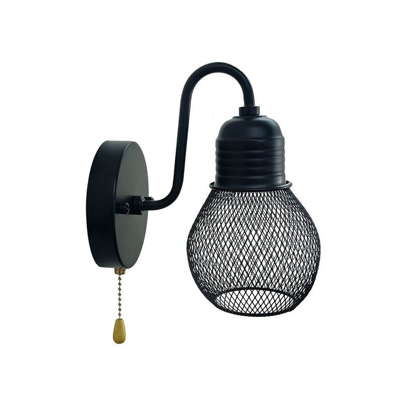 Black Wall Sconce with Pull Chain Switch,1-Light Wall Lamp,Industrial Farmhouse Wall Sconces for Living Room Bedroom Bathroom Kitchen Porch (12 cm Shade) 12 cm Shade