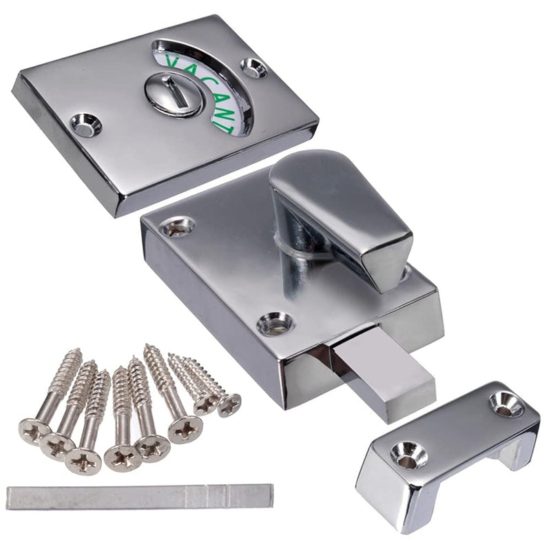 2PCS Restroom Door Lock Latch - Stainless Steel Occupied/Engaged Indicator, Vacant Bathroom Privacy Handle Lock (Satin Nickel) satin nickel - 2pcs