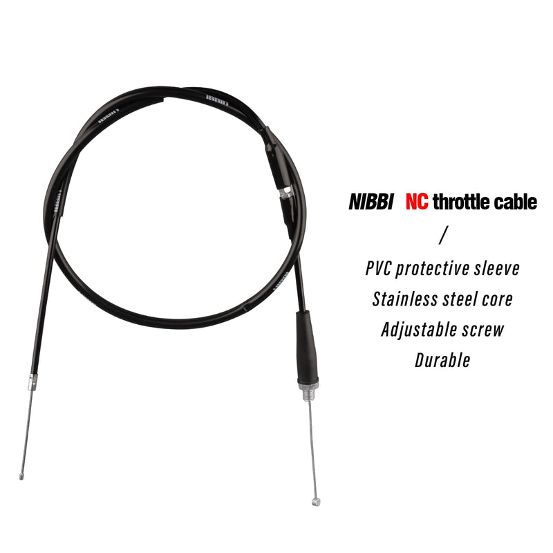 NIBBI Throttle Cable 40.3“, Universal Replacement Motorcycle 102.5cm Adjustable Throttle Cable, For Dirt Bike Pit Bike YAMAHA Kawasaki Honda Apollo Motocross NC-Throttle Cable-Black
