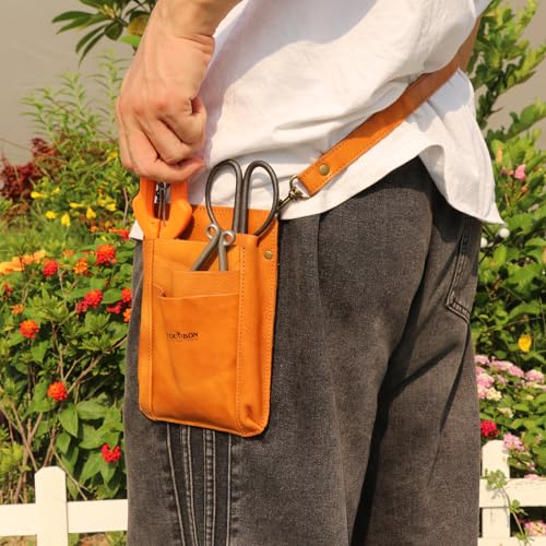 Leather Multi-Way Florist Tool Pouch - 4 Pocket Waist Shoulder Gardener Bag