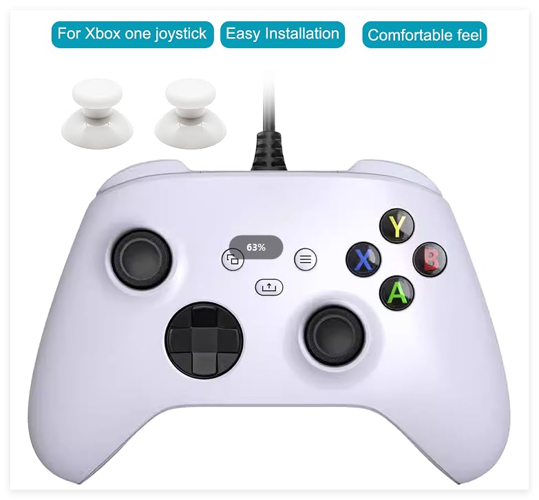 White Controller Joystick Replacement Kit, lyfLux 10 Pcs Accessories with 6 Rubberized Thumbsticks, T6 T8 Screwdrivers, and Pry Tools - Compatible with Xbox One/S/X Controller Joysticks Repair White
