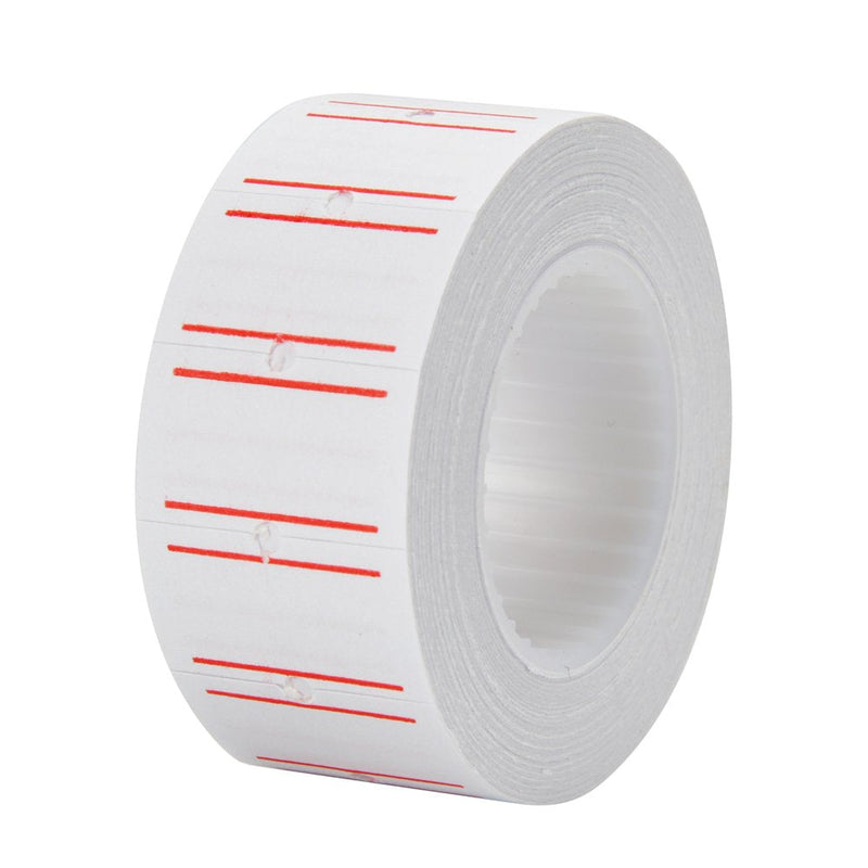 MFLABEL 12 Rolls 7200 White Price Gun Labels for Mx-5500 - with Double Red Line Visibility, Refill Ink Roll & Disposable Gloves for Easy Loading