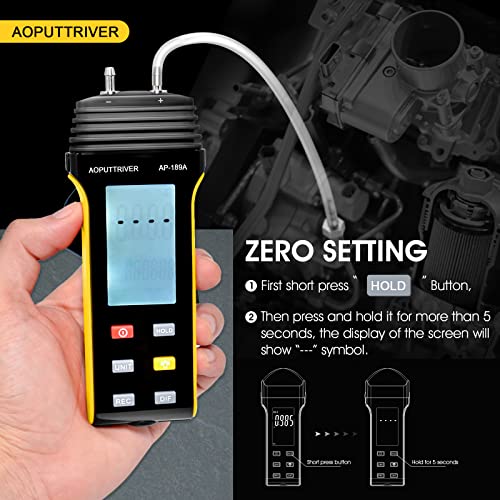 HVAC Manometers Dual-Port Air Pressure Tester ±30Psi/206.8Kpa Light Orange