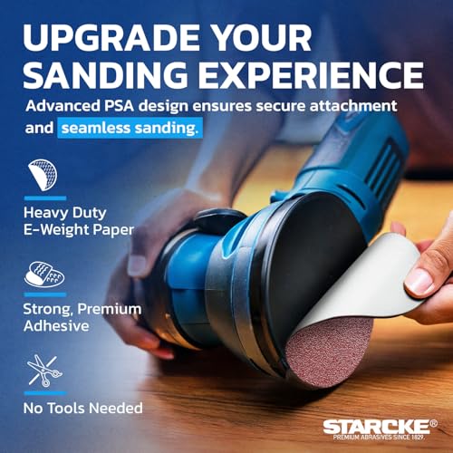 Starcke Sand Paper for Car, 25 Pack Premium 6 Inch Sanding Discs, 36 Grit Sanding Paper, Self Adhesive Orbital Sander Pads, PSA Aluminum Oxide Sandpaper Discs, Auto Sandpaper for Wood, Metal, Paint