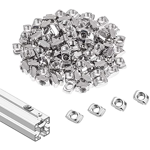 100 Pcs 4040 Series M8 T Slot Nut Hammer Head Fastener, Nickel Plated Carbon Steel Nut for Aluminum Profile