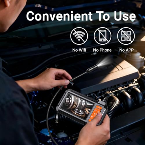 32.8-Foot Flexible Cable Endoscope Camera with Light Source, Snake Camera, Industrial Endoscope Tool, Suitable for Automotive and Mechanical Repairs, as Well as Sewer Cleaning and Inspection 10 meters