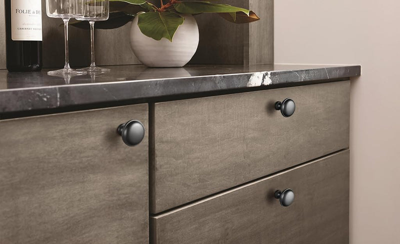 Goo-Ki 6pack Cabinet Knobs Matte Black Drawer Knobs Zinc Alloy Kitchen Hardware - Modern Black Single Hole/Screw Bar Cabinet Pulls Drawer Handles 6