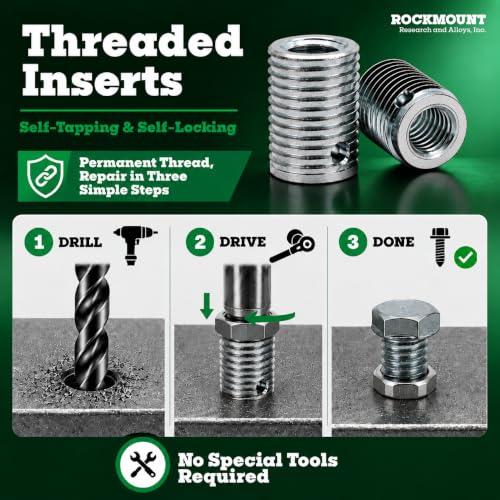 Rockmount Self-Locking Threaded Insert, M8 x 1.25 Internal Thread, Standard Wall, 5 pcs M8x1.25
