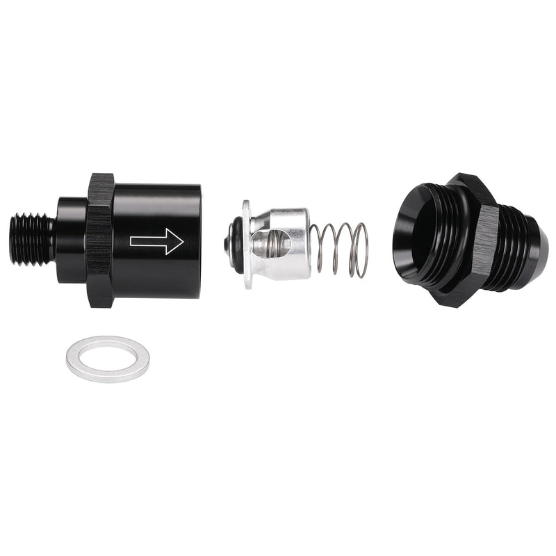 M12x1.5 Metric to 8AN Male Non Return One Way EFI Inline Check Valve Fitting Aluminum Black 8AN - M12x1.5