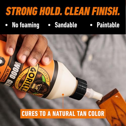 Gorilla Ultimate Waterproof Wood Glue, Natural Color, 18 oz 1 Pack Bottle 18oz
