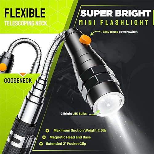 Telescoping Magnetic Pickup Tool Set, Inspection Mirror Telescoping, LED Flashlight, Cool Gadgets for Men, Stocking Stuffers, Gifts for Dad, Husband, Kids, Boyfriend, Magnet Stick (Camo) Camouflage