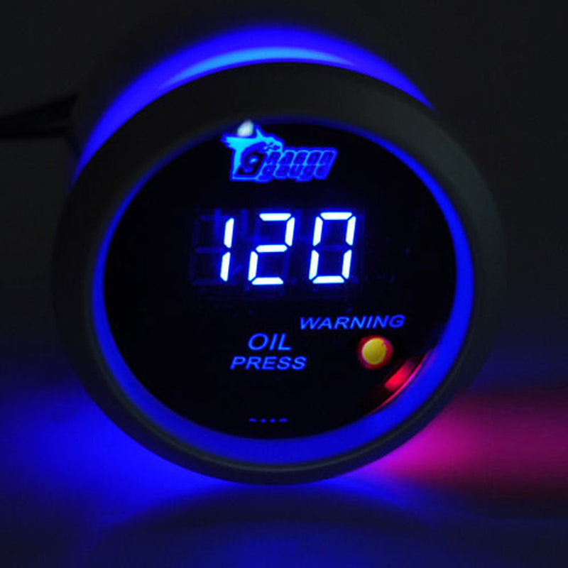 ESUPPORT Car 2" 52mm Digital Oil Press Pressure Gauge Blue LED Oil Press Gauge