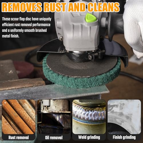 10Pcs 180 & 320 Grit Scour Flap Disc 4 1/2 Inch Angle Grinder Attachment for Metal & Wood Scouring Pads Polishing Wheel Sanding Disc Paint Rust Remover
