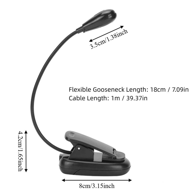 Light, 360 Degree Rotating Clamp Lamp with 6000K-6500K White Light for Reading, Desk, Bedside, Computer and Office Use, USB USB or Battery Powered