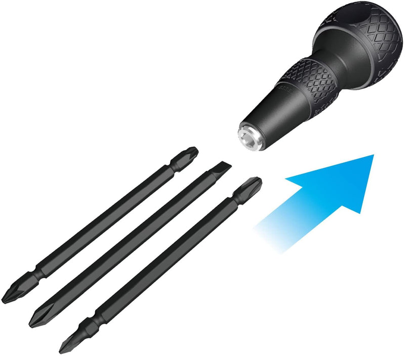 VESSEL BALL GRIP 1/4" Hex. Bit Interchangeable Screwdriver (Bit 3PC. (+1, +3 / +2, -6 / PZ2, PZ3) SET. 220W3J1) Replacement screwdriver set