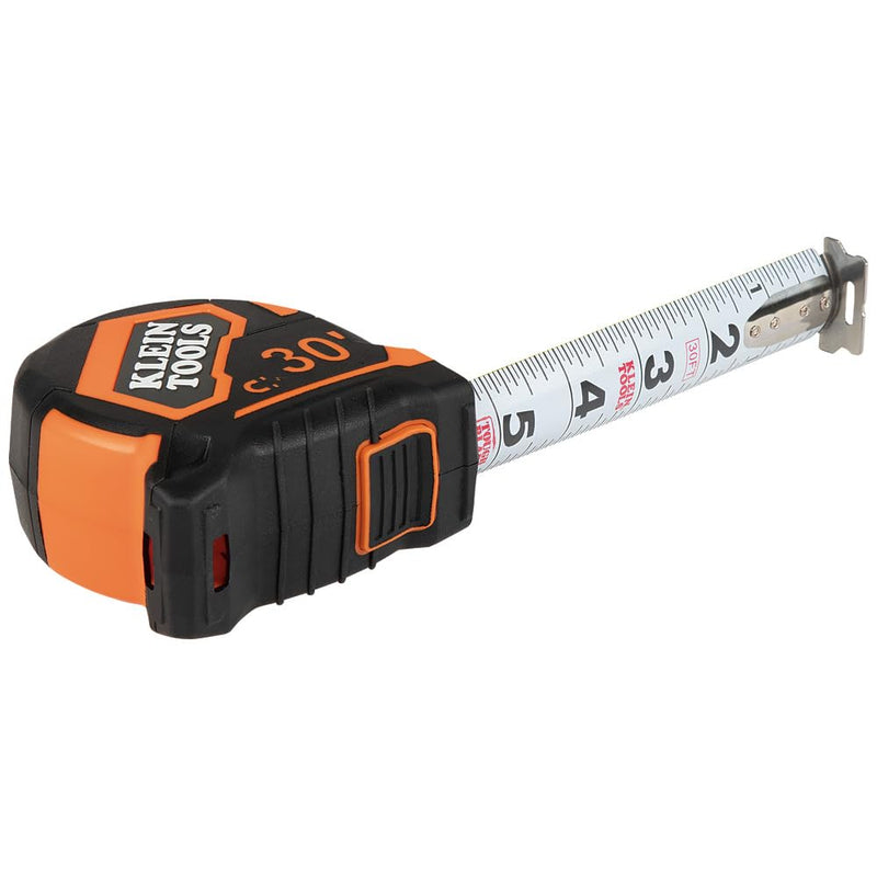 Klein Tools 9230 Tape Measure, Heavy-Duty Measuring Tape with 30-Foot Double-Hook Double-Sided Nylon Reinforced Blade, with Metal Belt Clip