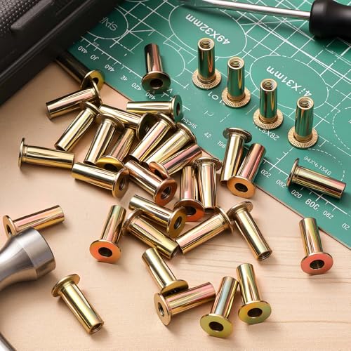 50 PCS 5/16-18 Rivet Nuts, Multi Grip Threaded Insert Nut Kit, Zinc Plated Steel Flat Head Nutserts for Sheet Metal, Automotive, DIY Repair 50