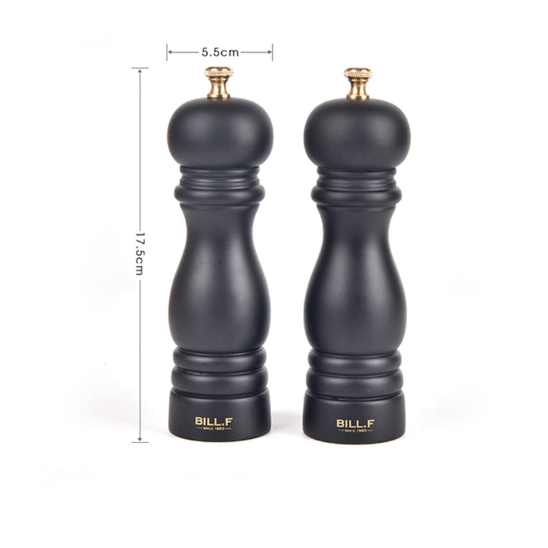 Pepper Grinder,Wood Salt and Pepper Grinder Mills Sets, Wood Manual Salt Grinder Refillable Pepper Mill Sets with Adjustable Ceramic Grinding Rotor - 7 Inch-Set of 2