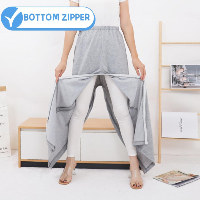 WEEOATAR Unisex Patient Pants,Bedridden Patient Clothing,Disability Clothing with Zippers,Hospital Gowns Nursing Aid Medium Grey