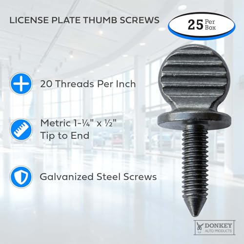 License Plate Screws - Thumb Screws - Metric Screws (25 per Box) (Pack of 4) 1.25 inches (Pack of 4)