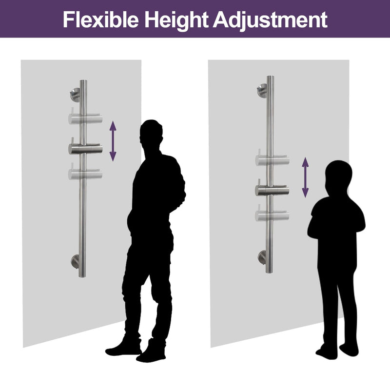 Wall Mount Bathroom Shower Slide Bar with Adjustable Hand Shower Holder Stainless Steel Shower Head Slide Bar, Brushed Nickel