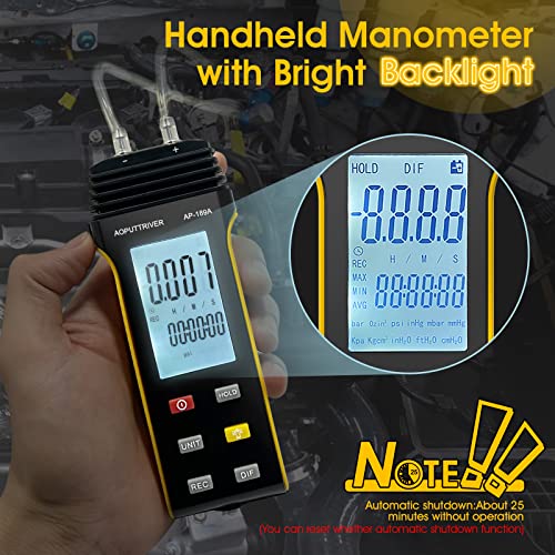 HVAC Manometers Dual-Port Air Pressure Tester ±30Psi/206.8Kpa Light Orange