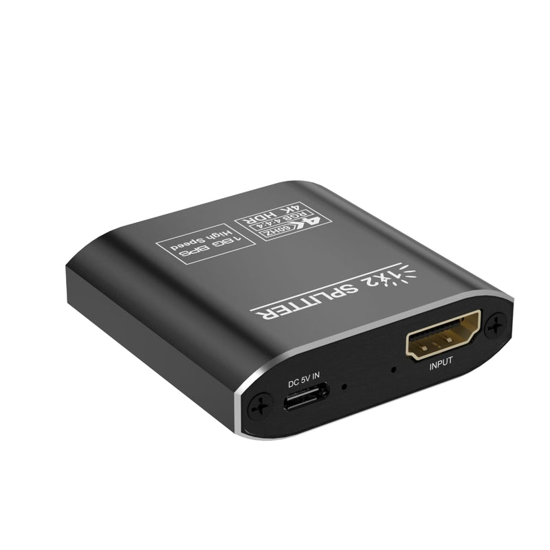 HDMI Splitter 1 in 2 Out-HDCP 2.2, 18Gbps 4K@60Hz HDR10,Splitter for Dual Monitors Support EDID Management, for Laptops/PS5/X Box/TV/Roku/PC/Monitor(1 Source to 2 Displays)