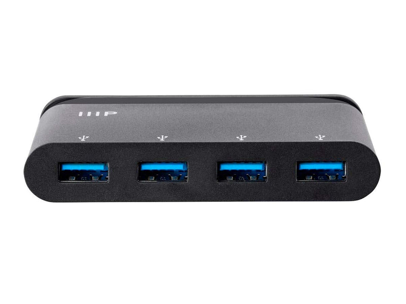Monoprice 133570 USB-C to 4-Port/USB 3.0 Hub Adapter - Black with Folding USB Type-C Connector - Mobile Series