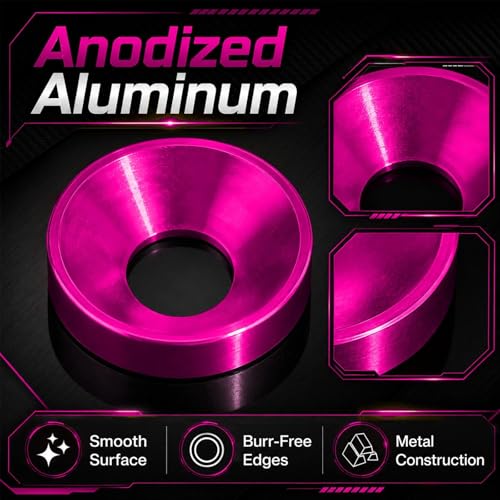 100PCS M3 Aluminum Countersunk Washers, Washer Kit for RC Cars, FPV, Robots pink