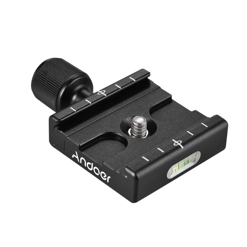 Andoer QR-50 Quick Release Plate Clamp Adapter with Built-in Bubble Level for Arca Swiss RRS Wimberley Tripod Ball Head