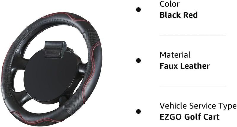  [AUSTRALIA] - 10L0L 13 Inch Golf Cart Steering Wheel Covers for EZGO TXT&RXV, Upgraded Microfiber Anti-Slip Steering Wheel Cover with Pu Leather Red