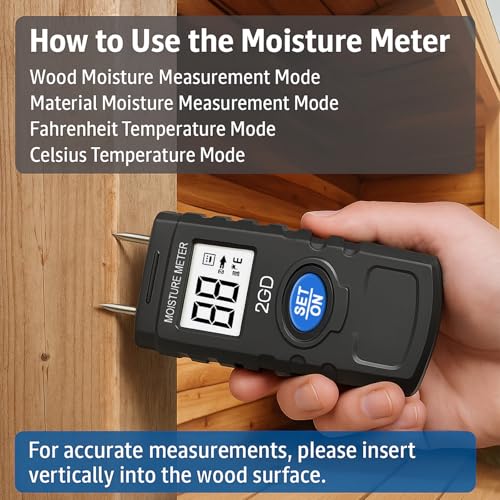 Wood Moisture Meter, Pin Type Tester for Wood Plaster Concrete with LCD Blue 1-pcs