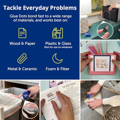 Glue Dots, Roll for everyday uses, ½”, .5 Inch, 300 Dots, Movable, Repositionable, Multi-Functional, Label Containers, Glue Stick and Tape Alternative, Clear 1 Pack