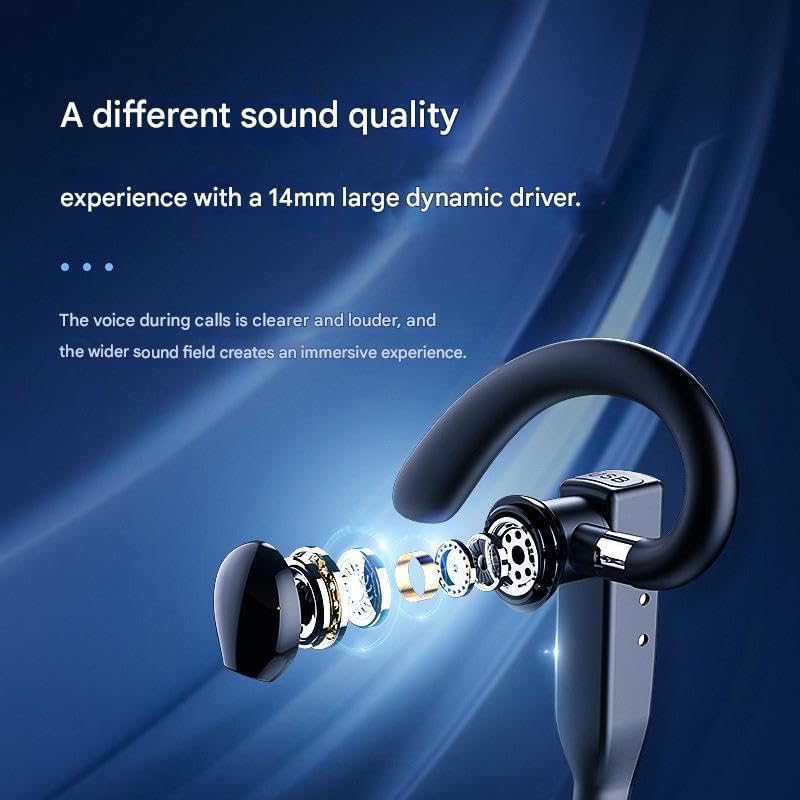 Bluetooth 5.3 Single‑Ear Headset with ENC Microphone & IPX7 Waterproof – 50 Hour Battery (8 h + Charging Case), Hands‑Free Wireless Earpiece for Driving, Office & PC