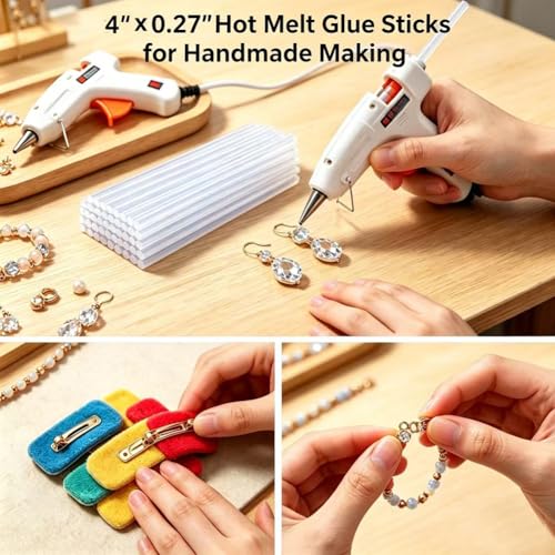 50 Pcs Hot Glue Sticks, 4" x 0.27" Mini Size Clear High Temp Glue Sticks for Crafting, DIY and Home Repair Needs 50