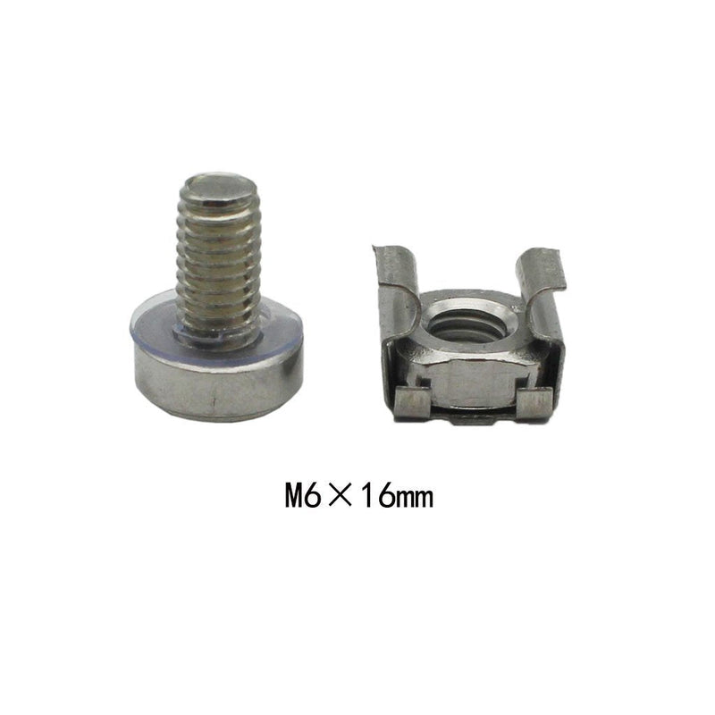50 Sets M6 Square Hole Hardware Cage Nuts & Mounting Screws Washers for Server Rack and Cabinet (M6 X 16mm)(Screw+Washer+cage nut)