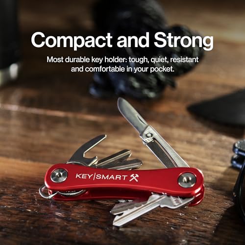 KeySmart Rugged Keychain Multitool Key Holder, Up to 14 Keys Red 1 Pack
