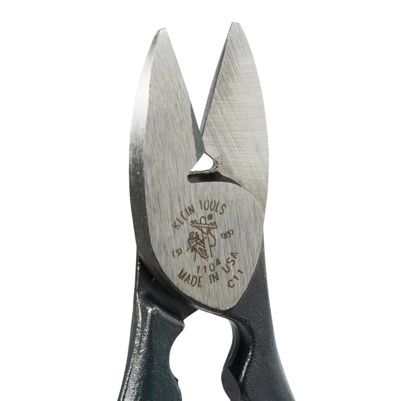 Klein Tools 1104 BX Cable Cutter and All-Purpose Shears, Made in USA, BX Cable, Sheet Metal, Steel Strapping, Bundling Wire, with Stripping Notch