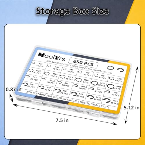 850Pcs C clip External Retaining Rings Snap Rings Assortment(M5-M16) and E clip Assortment Set(M2-M12),5Pcs Snap Ring Plier,Tweezer,24 Sizes Black Carbon Steel Circlip Retaining Clip Black Carbon Steel 850PCS