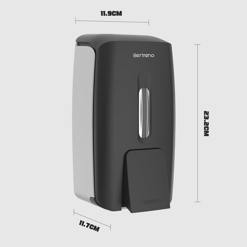 Commercial Soap Dispenser Wall Mount Manual Pump Hand Soap Dispenser 800ml Gel Liquid Hand Sanitizer Dispenser Self Adhesive for Home Bathroom (Black) Black