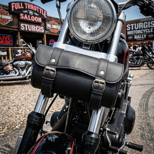Milwaukee Leather PVC Double Strap Tool Bag for Motorcycle Riding/Travel - Universal - Easy to Install - One Size - One SH624-BLACK