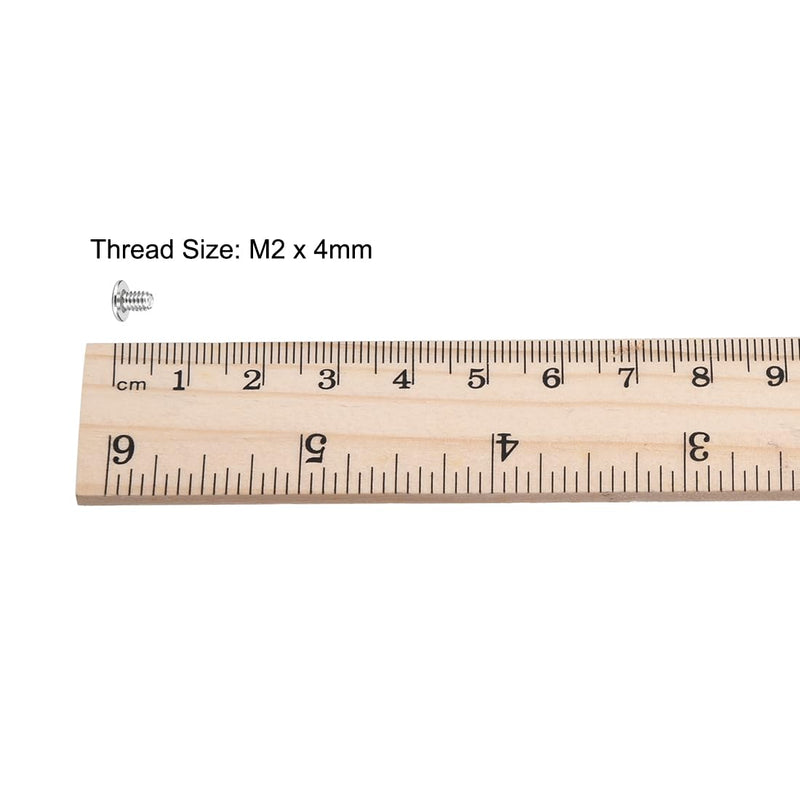 uxcell M2x4mm Phillips Screw Fastener Silver Tone 3.8mm Dia Screw Head for Laptop PC TV Fan Switch 50pcs