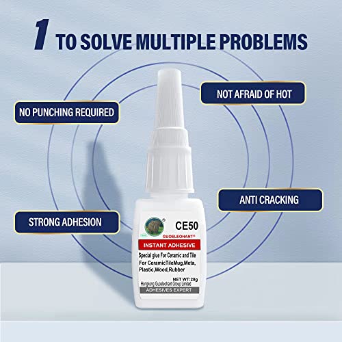Ceramic and Tile Repair Glue - Instant Super Adhesive for Mug, Metal, Plastic, Wood, Rubber, Glass, Silicone, Leather, DIY Craft (20g/Clear)